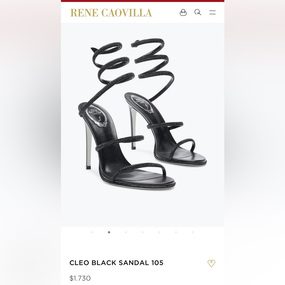 RENÉ CAOVILLA
Cleo crystal-embellished leather sandals  105 sz 38 eur fit 7 us